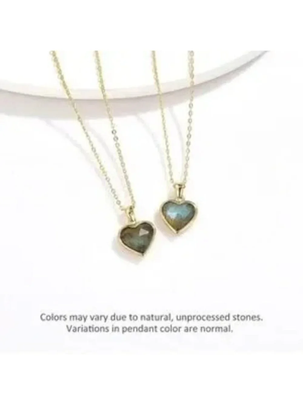 GOLD 14k Gold Plated Labradorite Heart Stone Necklace